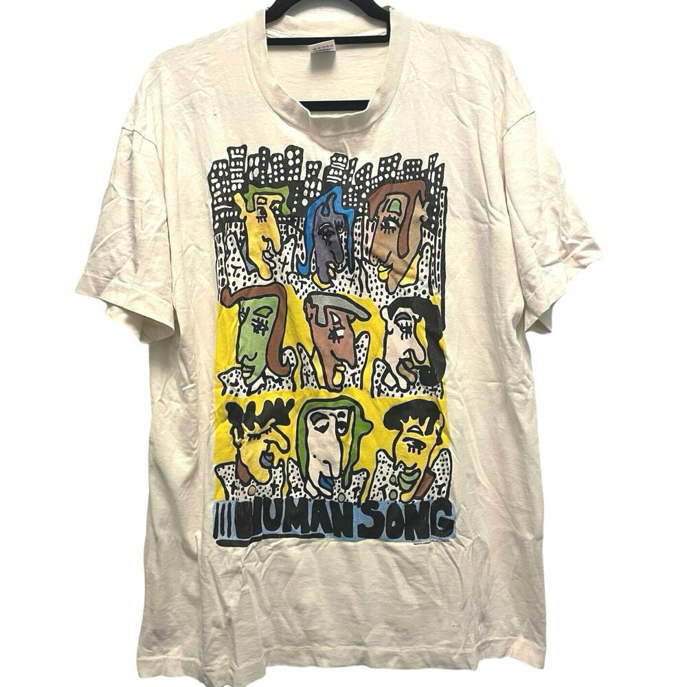 Vintage 90s Human Song New York First Call Art Single Stitch Shirt Adult XL